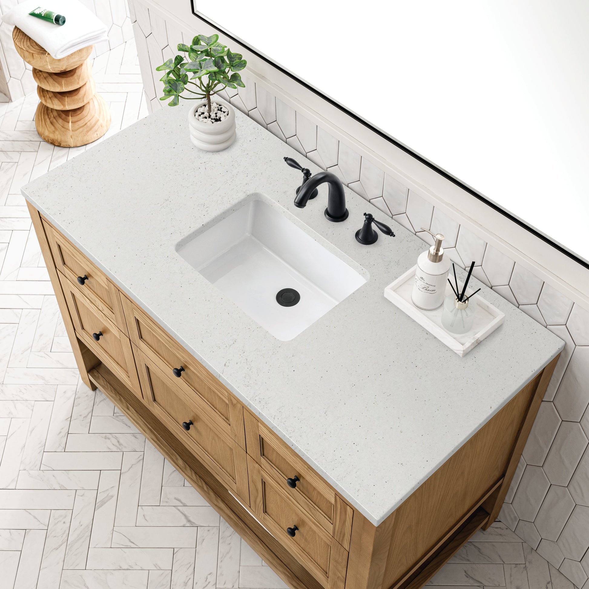 James Martin Vanities Breckenridge 48" Light Natural Oak Single Vanity With 3 cm Lime Delight Top