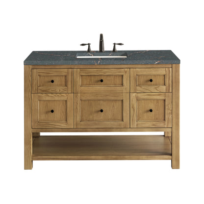James Martin Vanities Breckenridge 48" Light Natural Oak Single Vanity With 3 cm Parisien Bleu Top and FreePower Wireless Charger