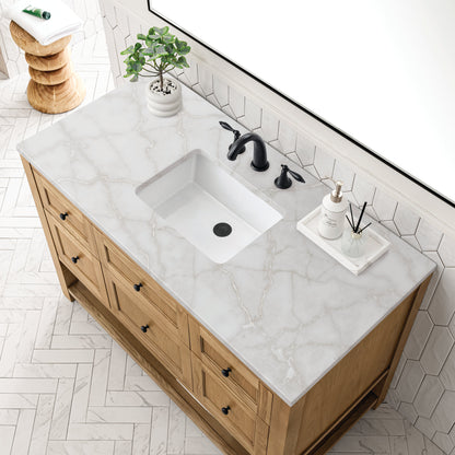 James Martin Vanities Breckenridge 48" Light Natural Oak Single Vanity With 3 cm Victorian Silver Top