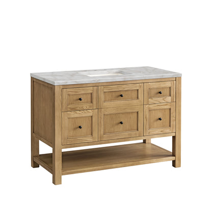 James Martin Vanities Breckenridge 48" Light Natural Oak Single Vanity With 3 cm Victorian Silver Top and FreePower Wireless Charger