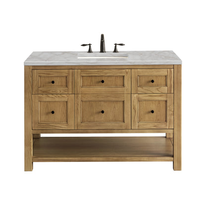 James Martin Vanities Breckenridge 48" Light Natural Oak Single Vanity With 3 cm Victorian Silver Top and FreePower Wireless Charger