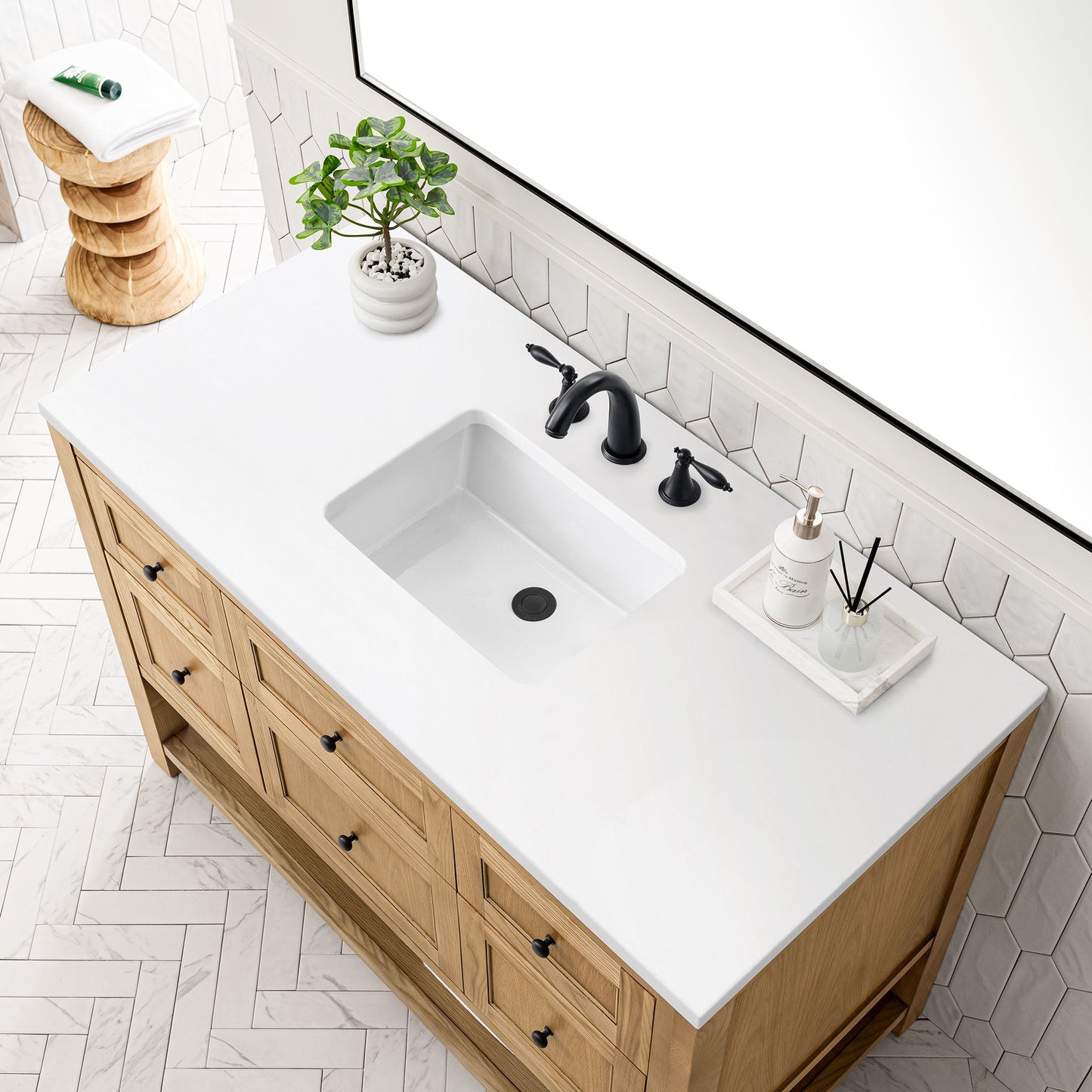 James Martin Vanities Breckenridge 48" Light Natural Oak Single Vanity With 3 cm White Zeus Top