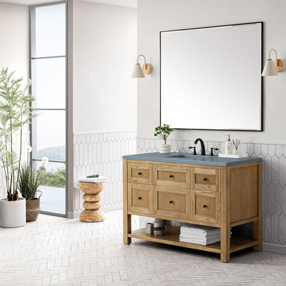 James Martin Vanities Breckenridge 48" Light Natural Oak Single Vanity With 3cm Cala Blue Top