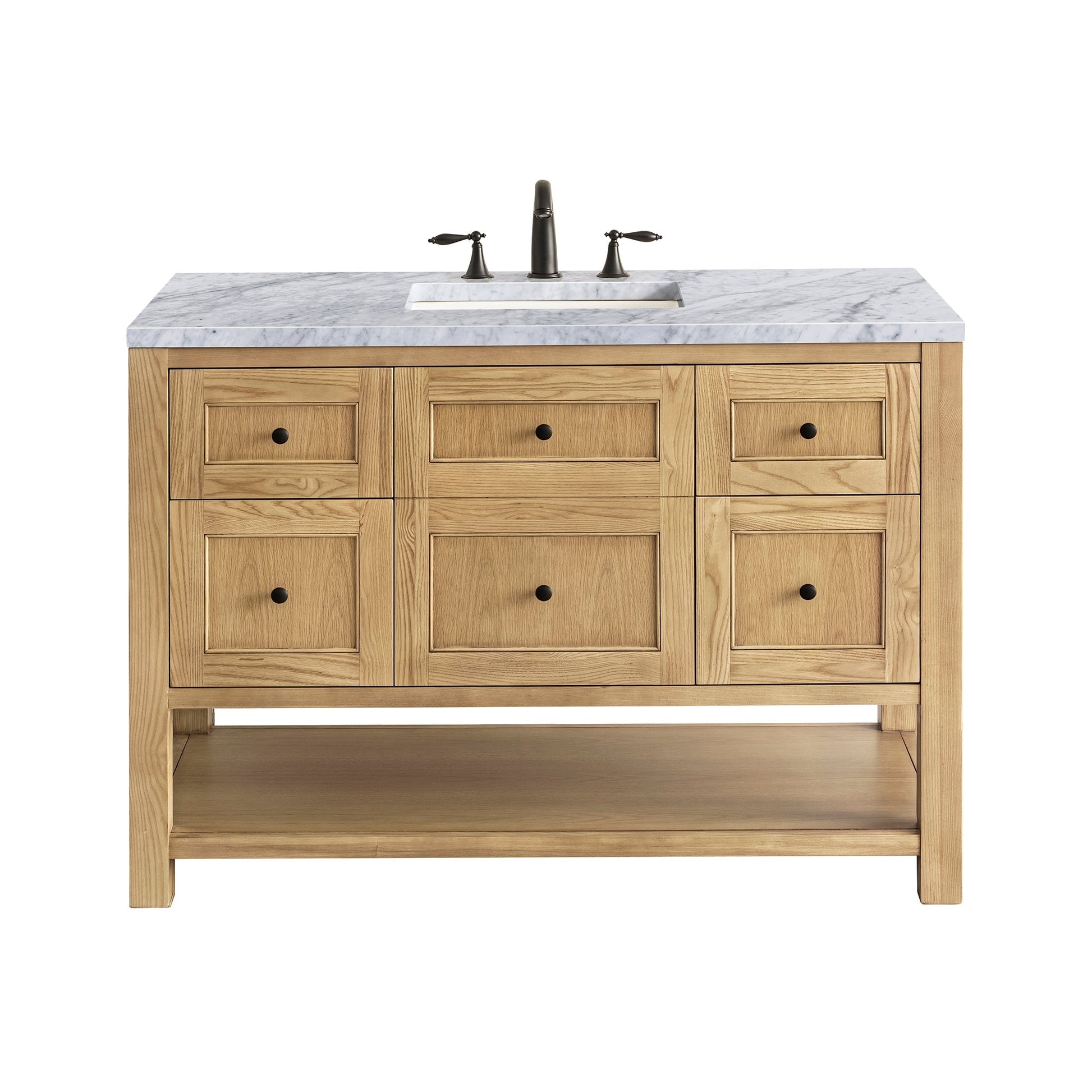 James Martin Vanities Breckenridge 48" Light Natural Oak Single Vanity With 3cm Carrara Marble Top