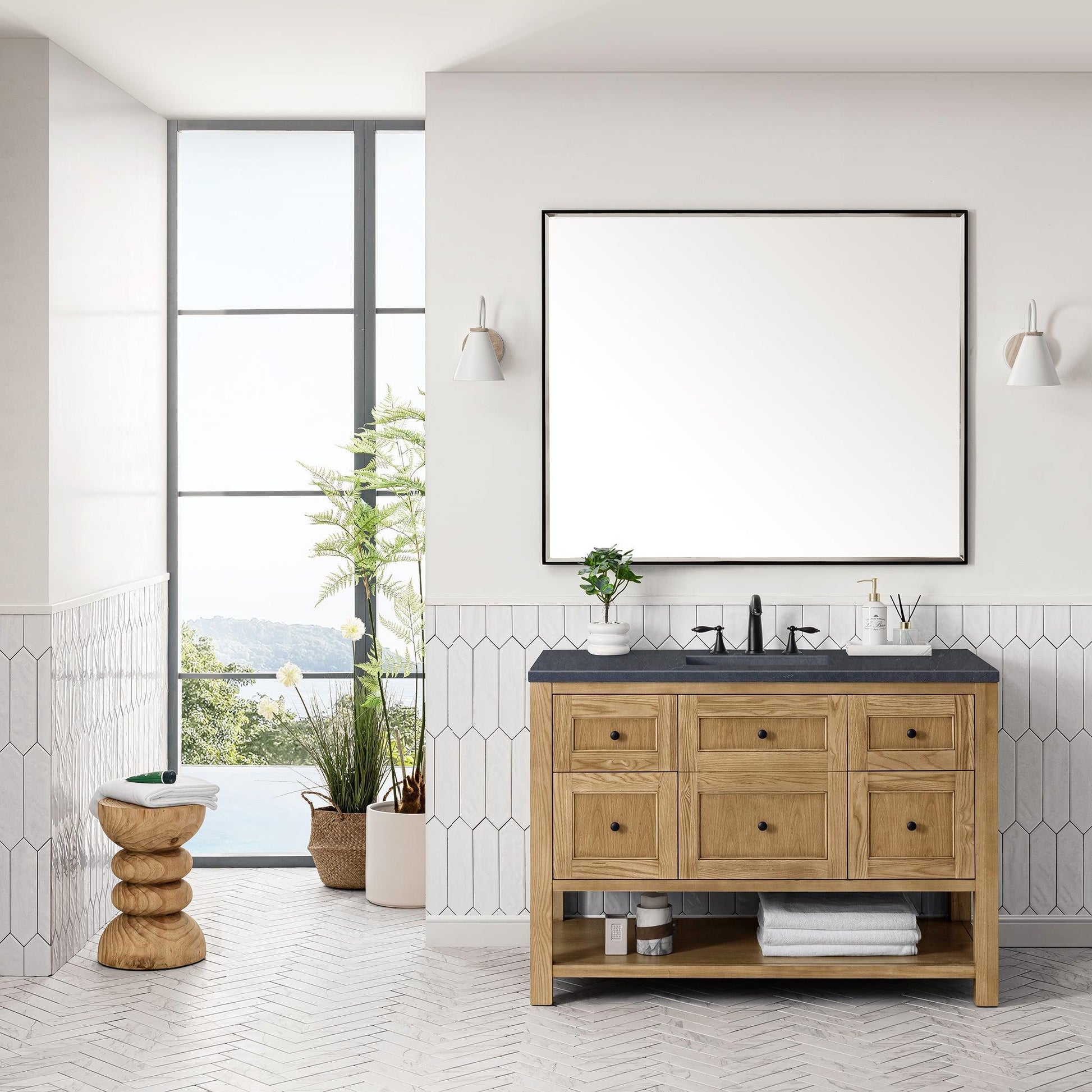 James Martin Vanities Breckenridge 48" Light Natural Oak Single Vanity With 3cm Charcoal Soapstone Top