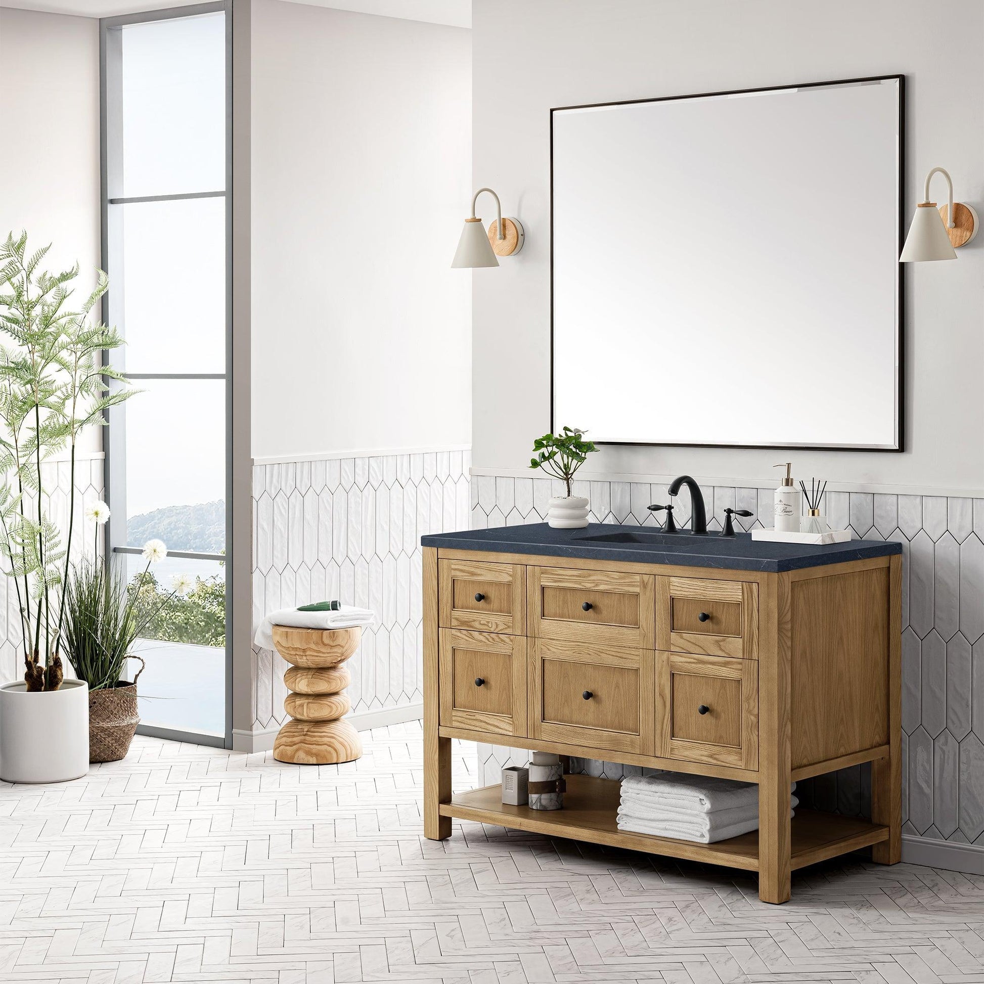 James Martin Vanities Breckenridge 48" Light Natural Oak Single Vanity With 3cm Charcoal Soapstone Top