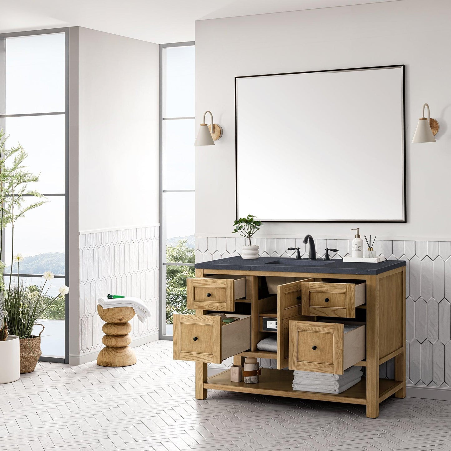 James Martin Vanities Breckenridge 48" Light Natural Oak Single Vanity With 3cm Charcoal Soapstone Top