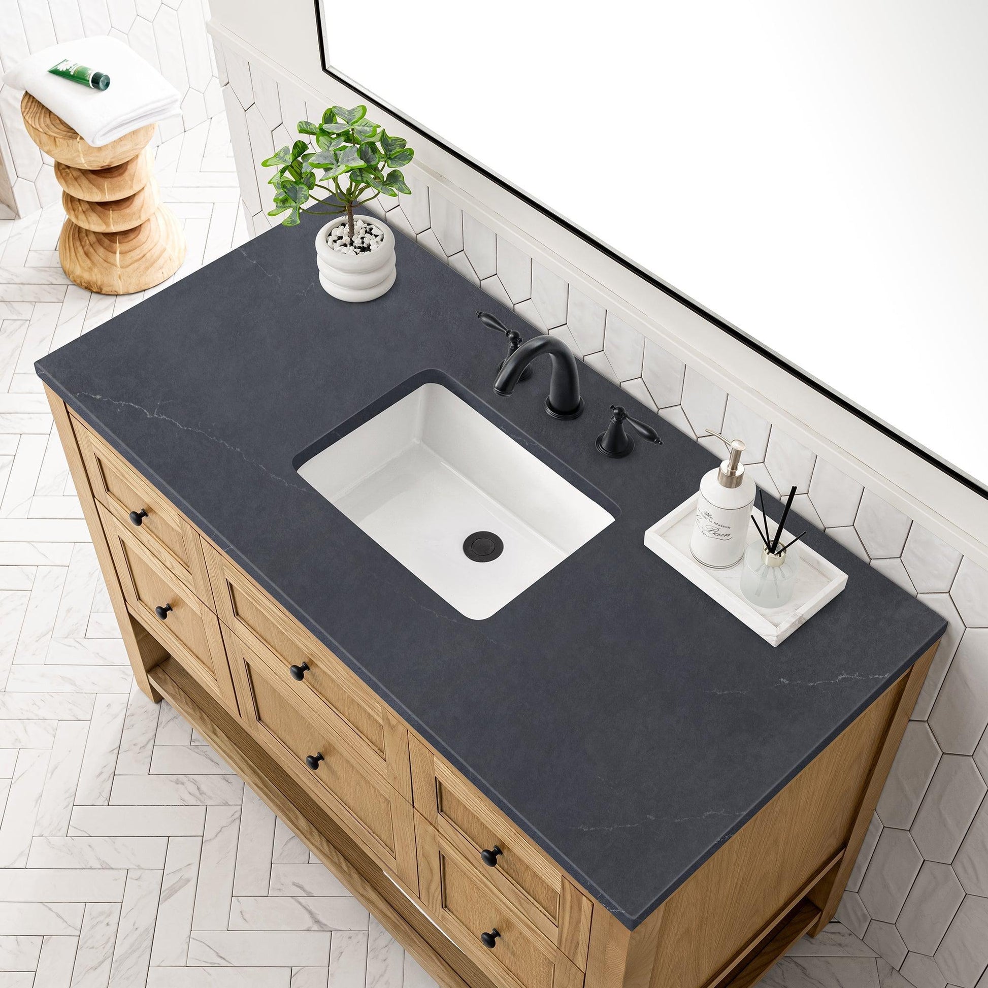 James Martin Vanities Breckenridge 48" Light Natural Oak Single Vanity With 3cm Charcoal Soapstone Top