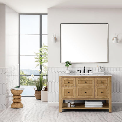 James Martin Vanities Breckenridge 48" Light Natural Oak Single Vanity With 3cm Eternal Jasmine Pearl Top