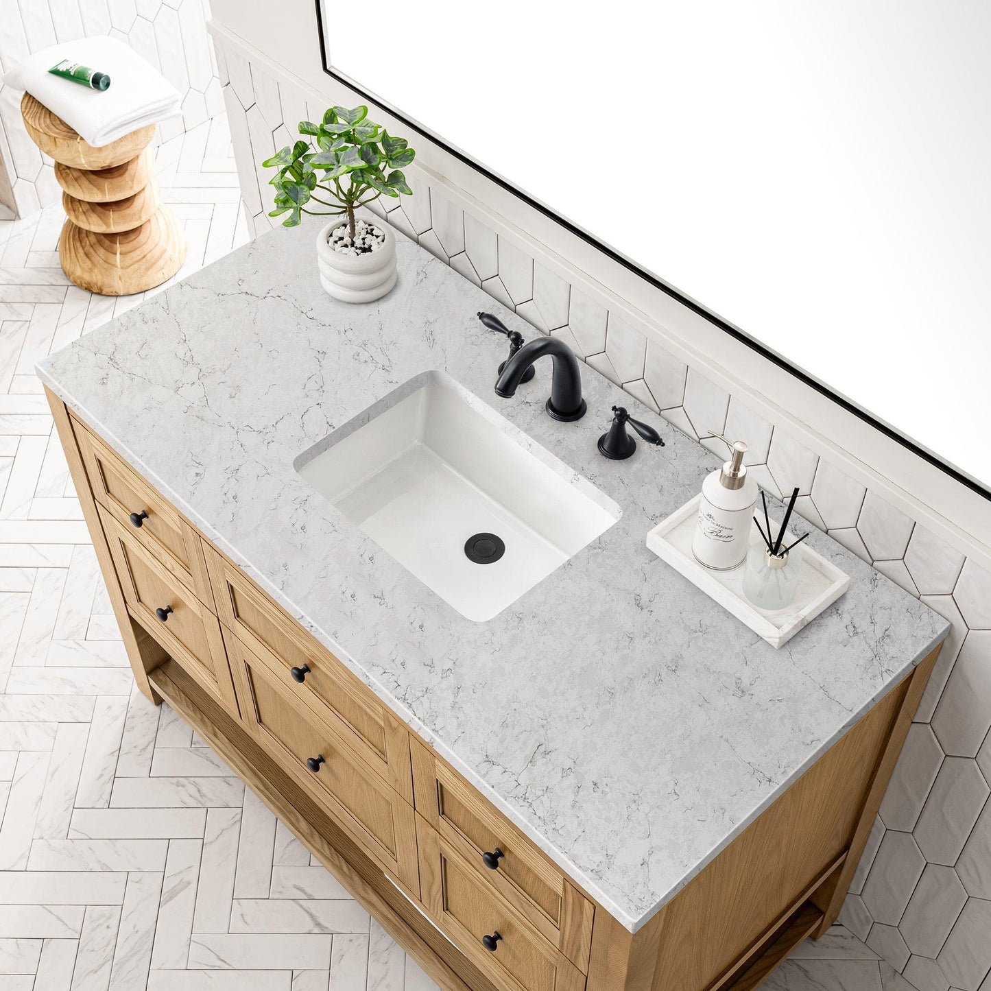 James Martin Vanities Breckenridge 48" Light Natural Oak Single Vanity With 3cm Eternal Jasmine Pearl Top