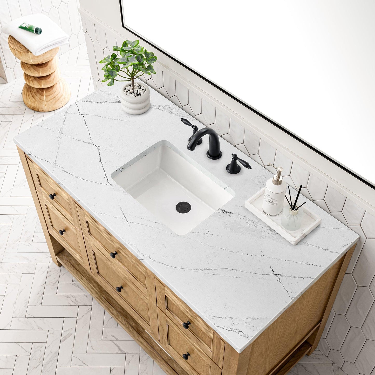 James Martin Vanities Breckenridge 48" Light Natural Oak Single Vanity With 3cm Ethereal Noctis Top