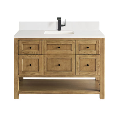 James Martin Vanities Breckenridge 48" Light Natural Oak Single Vanity With Single Hole 3 cm White Zeus Top & Backsplash