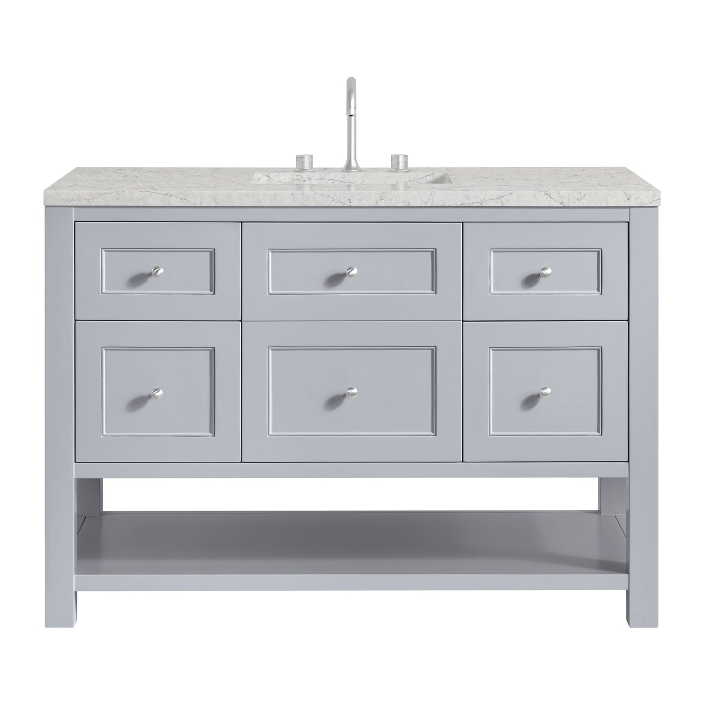 James Martin Vanities Breckenridge 48" Serenity Blue Single Vanity With 3 cm Eternal Jasmine Pearl Quartz Top and FreePower Wireless Charger