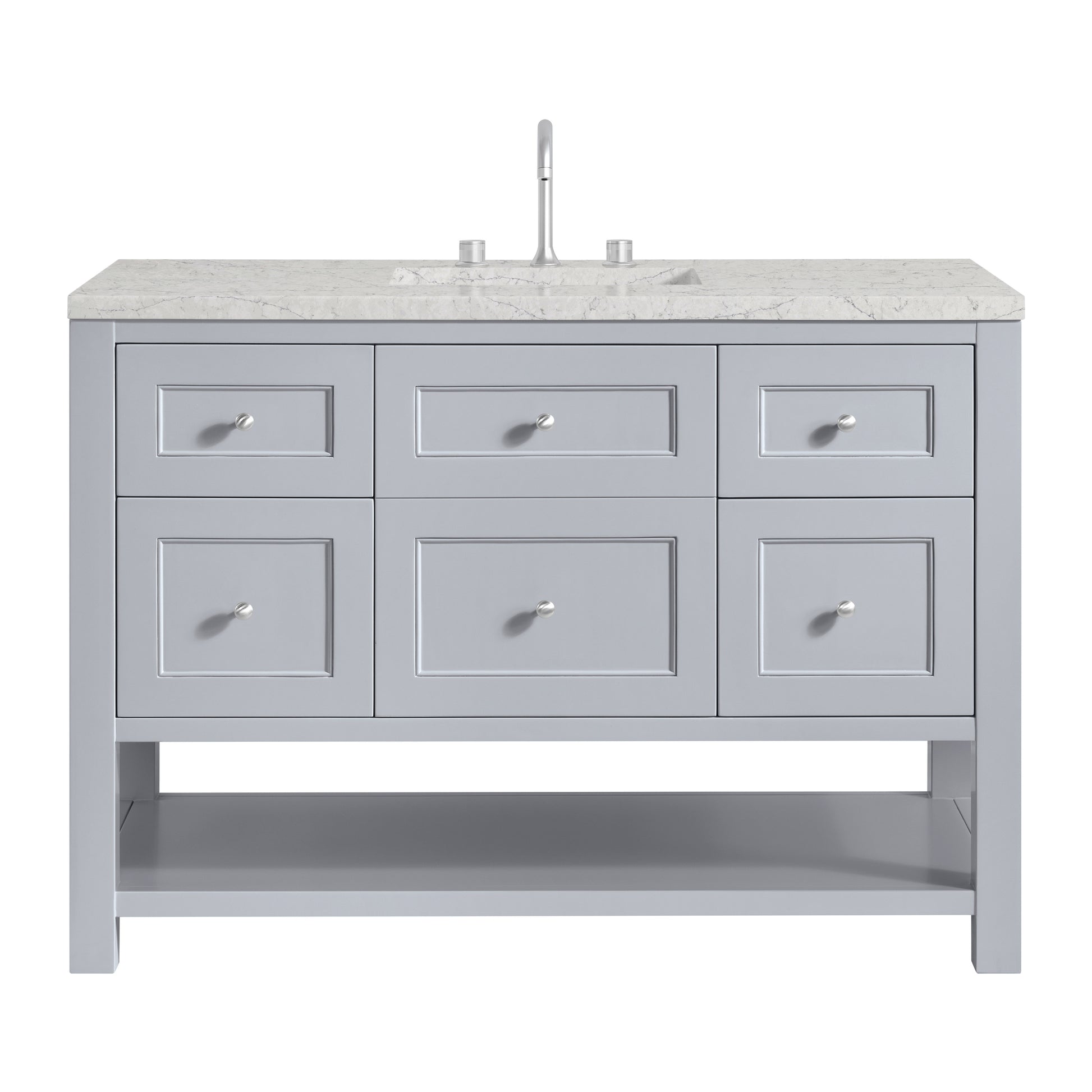 James Martin Vanities Breckenridge 48" Serenity Blue Single Vanity With 3 cm Eternal Jasmine Pearl Quartz Top and FreePower Wireless Charger
