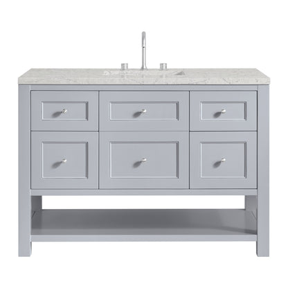 James Martin Vanities Breckenridge 48" Serenity Blue Single Vanity With 3 cm Eternal Jasmine Pearl Quartz Top and FreePower Wireless Charger