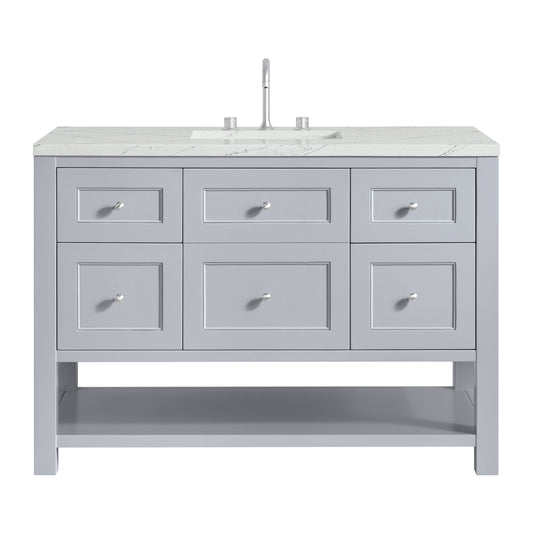 James Martin Vanities Breckenridge 48" Serenity Blue Single Vanity With 3 cm Ethereal Noctis Quartz Top and FreePower Wireless Charger