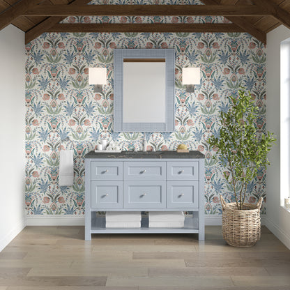 James Martin Vanities Breckenridge 48" Serenity Blue Single Vanity With 3 cm Parisien Bleu Quartz Top and FreePower Wireless Charger
