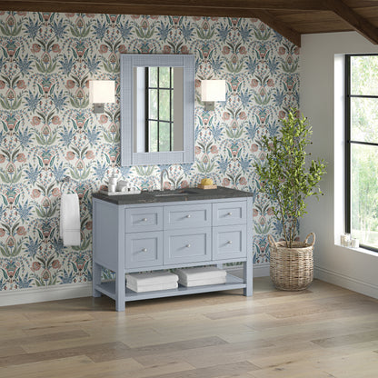 James Martin Vanities Breckenridge 48" Serenity Blue Single Vanity With 3 cm Parisien Bleu Quartz Top and FreePower Wireless Charger