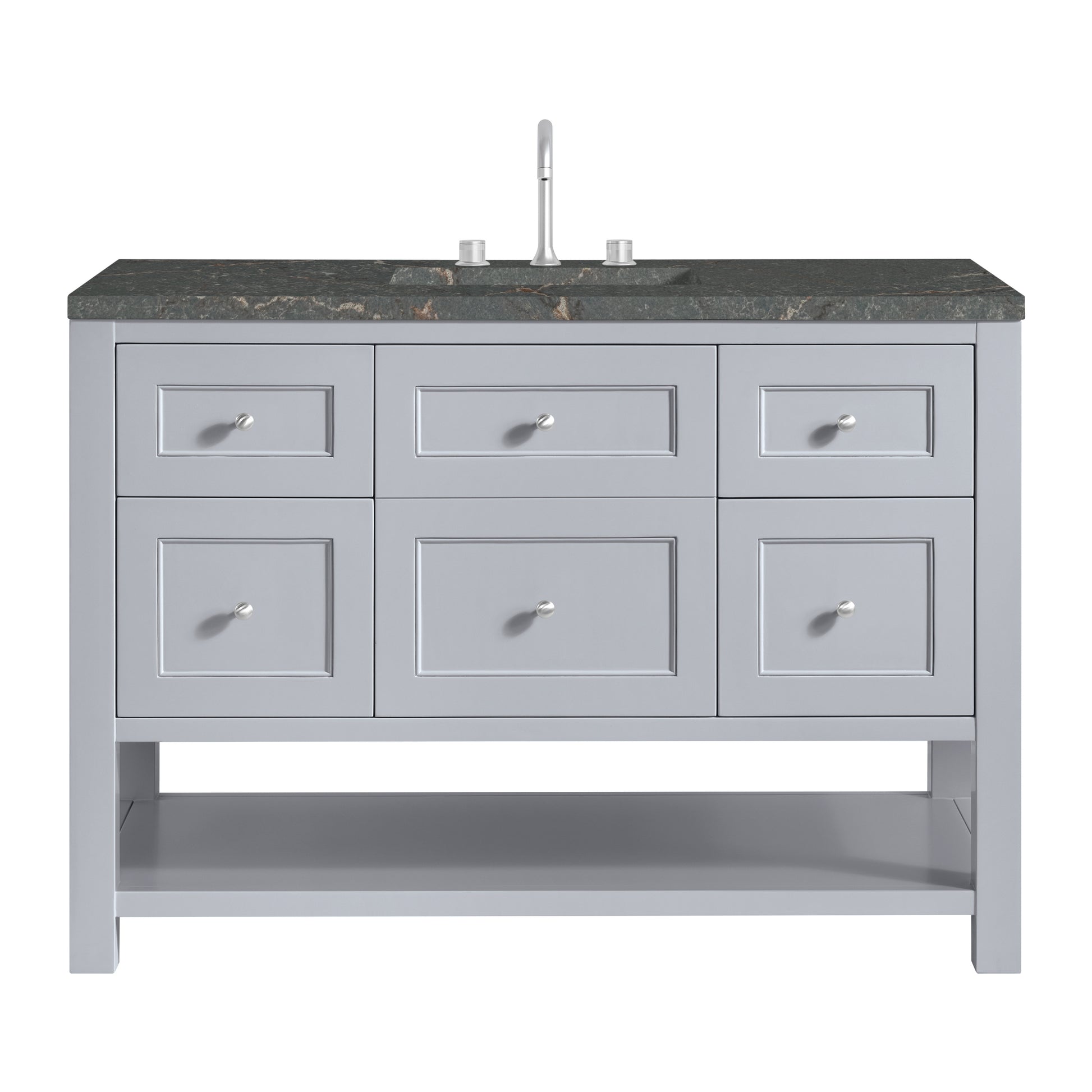 James Martin Vanities Breckenridge 48" Serenity Blue Single Vanity With 3 cm Parisien Bleu Quartz Top and FreePower Wireless Charger