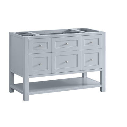 James Martin Vanities Breckenridge 48" Serenity Blue Single Vanity With 3 cm Victorian Silver Quartz Top and FreePower Wireless Charger