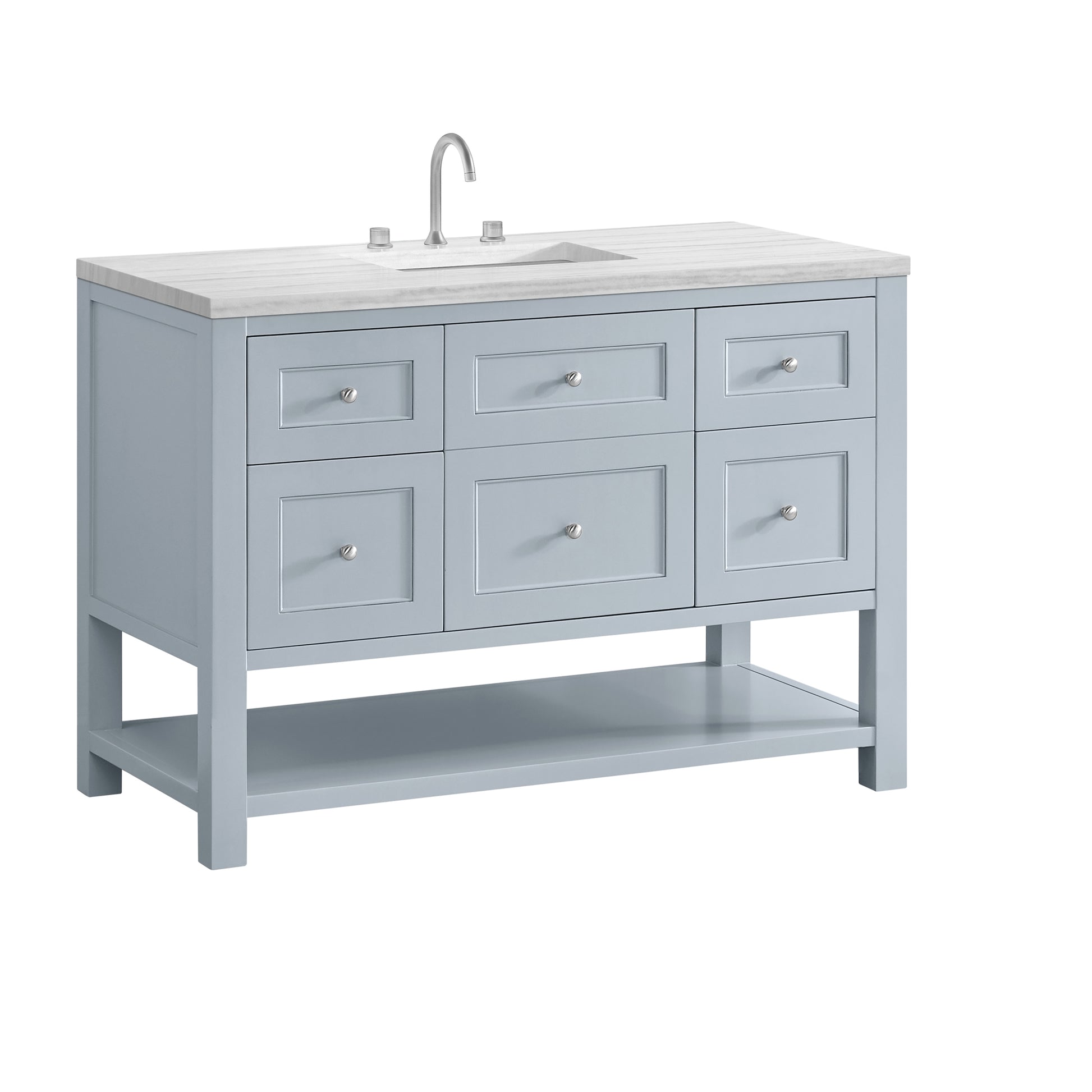James Martin Vanities Breckenridge 48" Serenity Blue Single Vanity With 3cm Arctic Fall Solid Surface Top