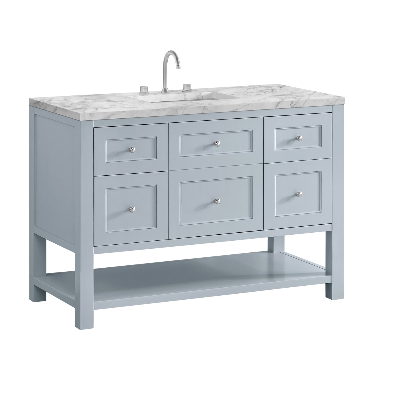 James Martin Vanities Breckenridge 48" Serenity Blue Single Vanity With 3cm Carrara Marble Top