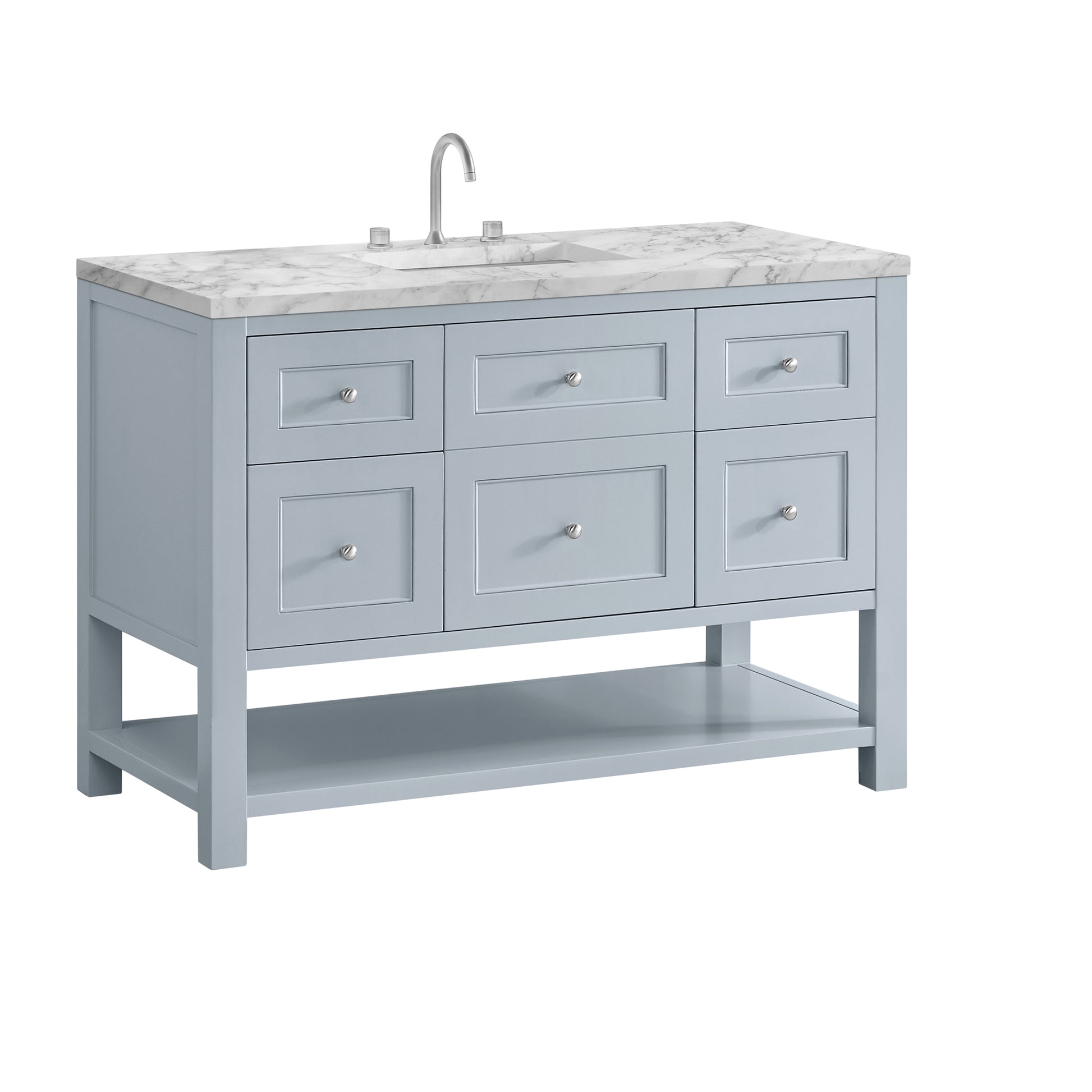 James Martin Vanities Breckenridge 48" Serenity Blue Single Vanity With 3cm Carrara Marble Top