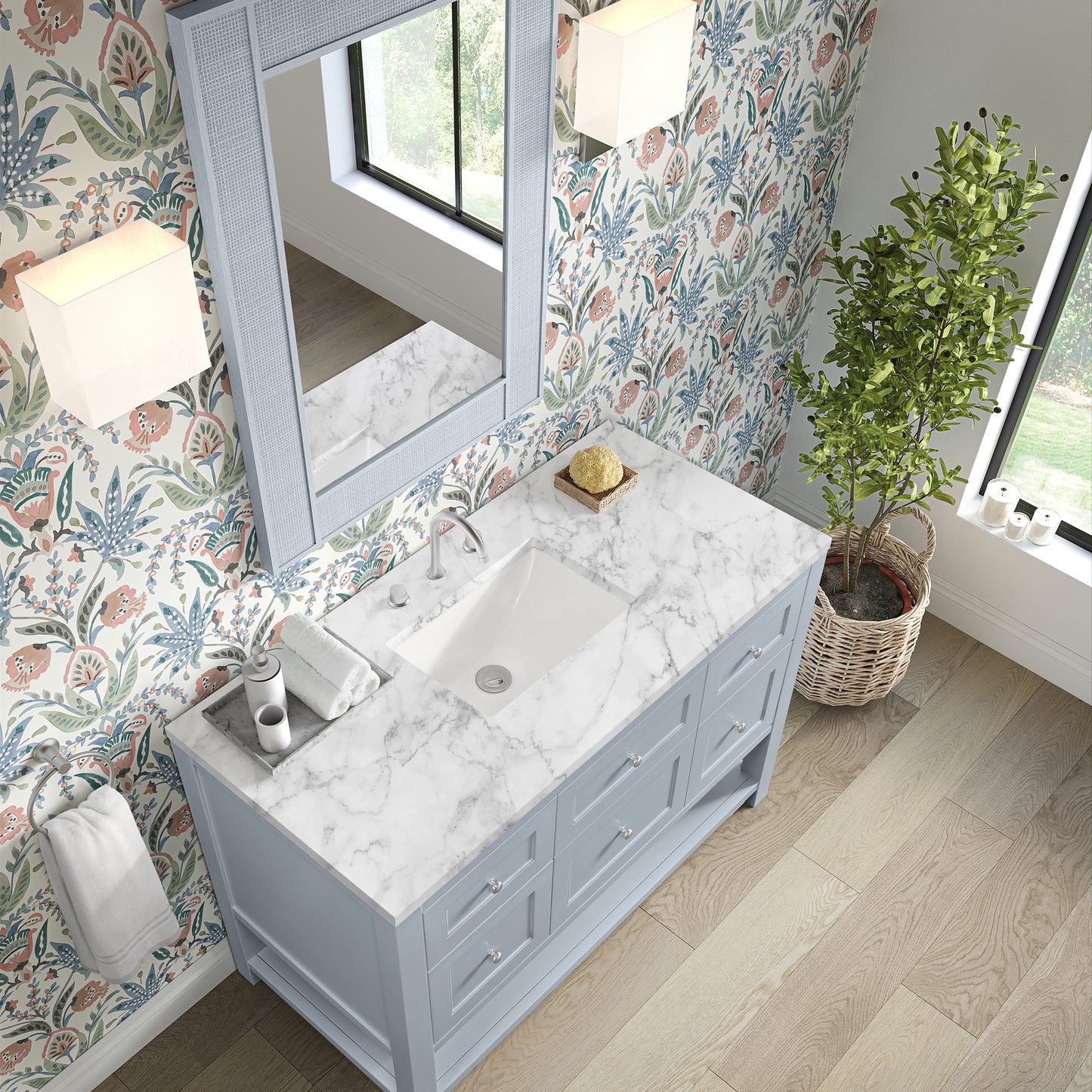 James Martin Vanities Breckenridge 48" Serenity Blue Single Vanity With 3cm Carrara Marble Top