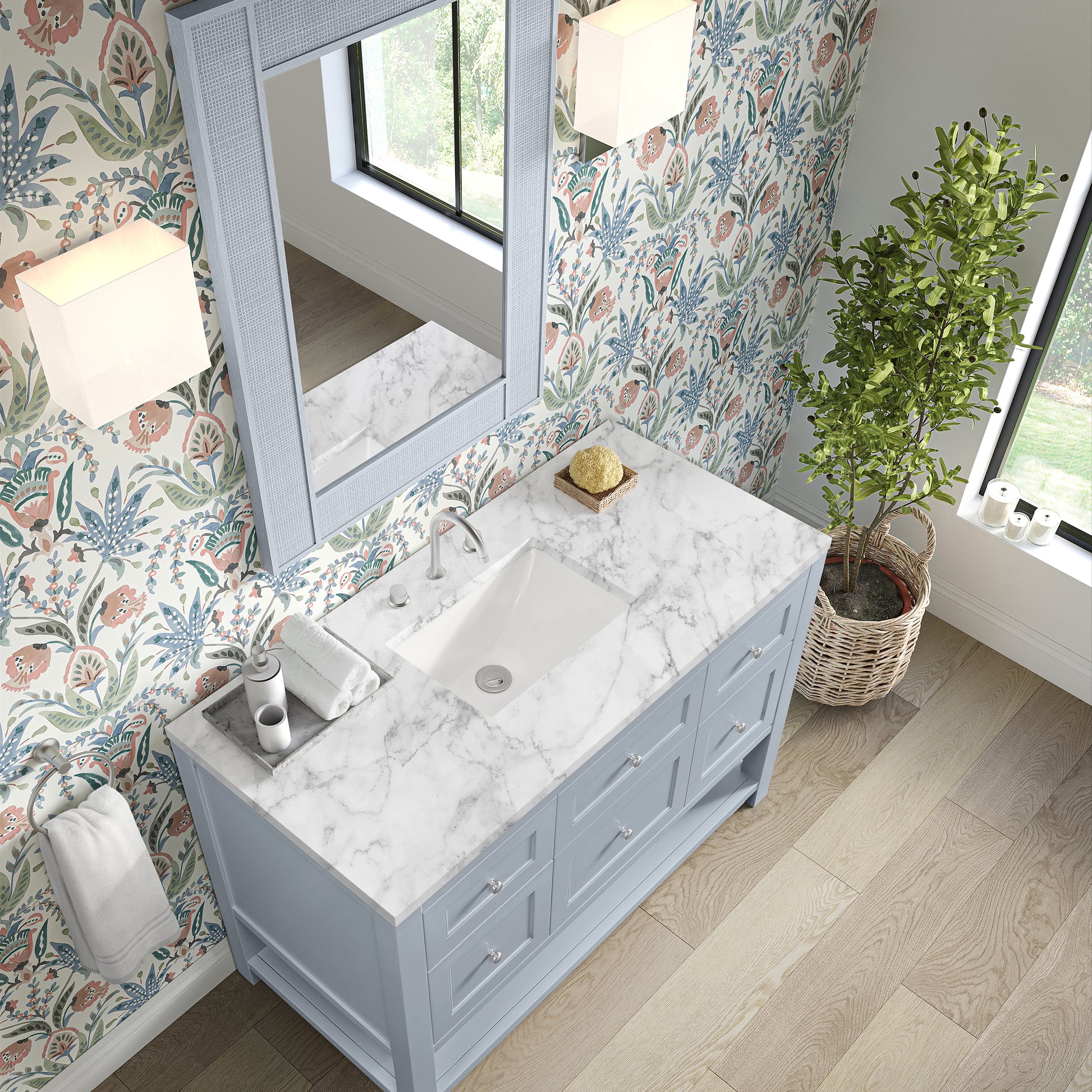 James Martin Vanities Breckenridge 48" Serenity Blue Single Vanity With 3cm Carrara Marble Top