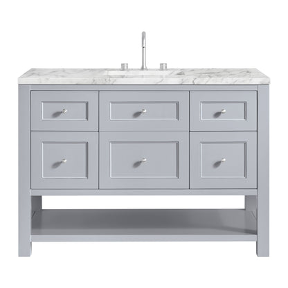 James Martin Vanities Breckenridge 48" Serenity Blue Single Vanity With 3cm Carrara Marble Top