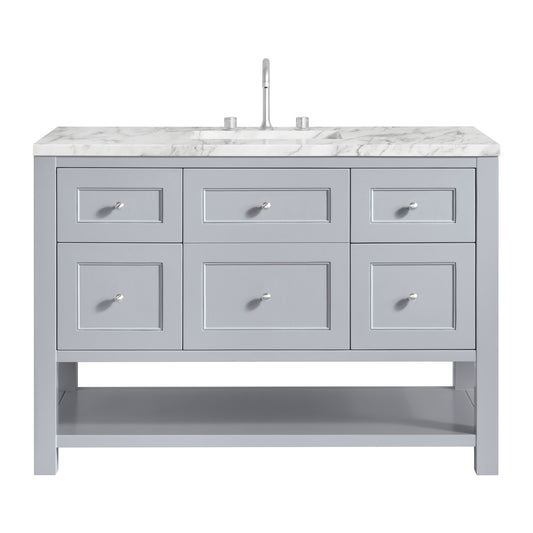 James Martin Vanities Breckenridge 48" Serenity Blue Single Vanity With 3cm Carrara Marble Top