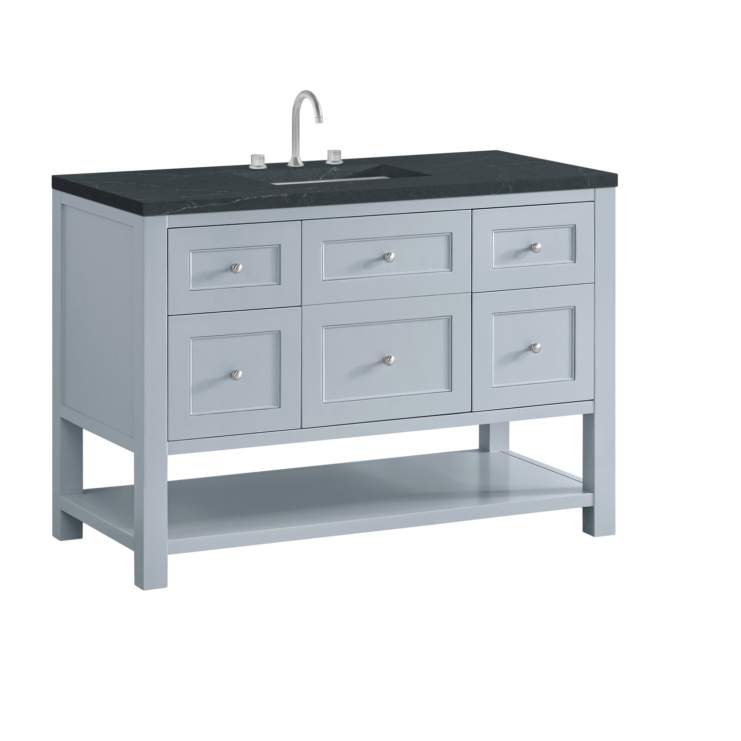 James Martin Vanities Breckenridge 48" Serenity Blue Single Vanity With 3cm Charcoal Soapstone Quartz Top