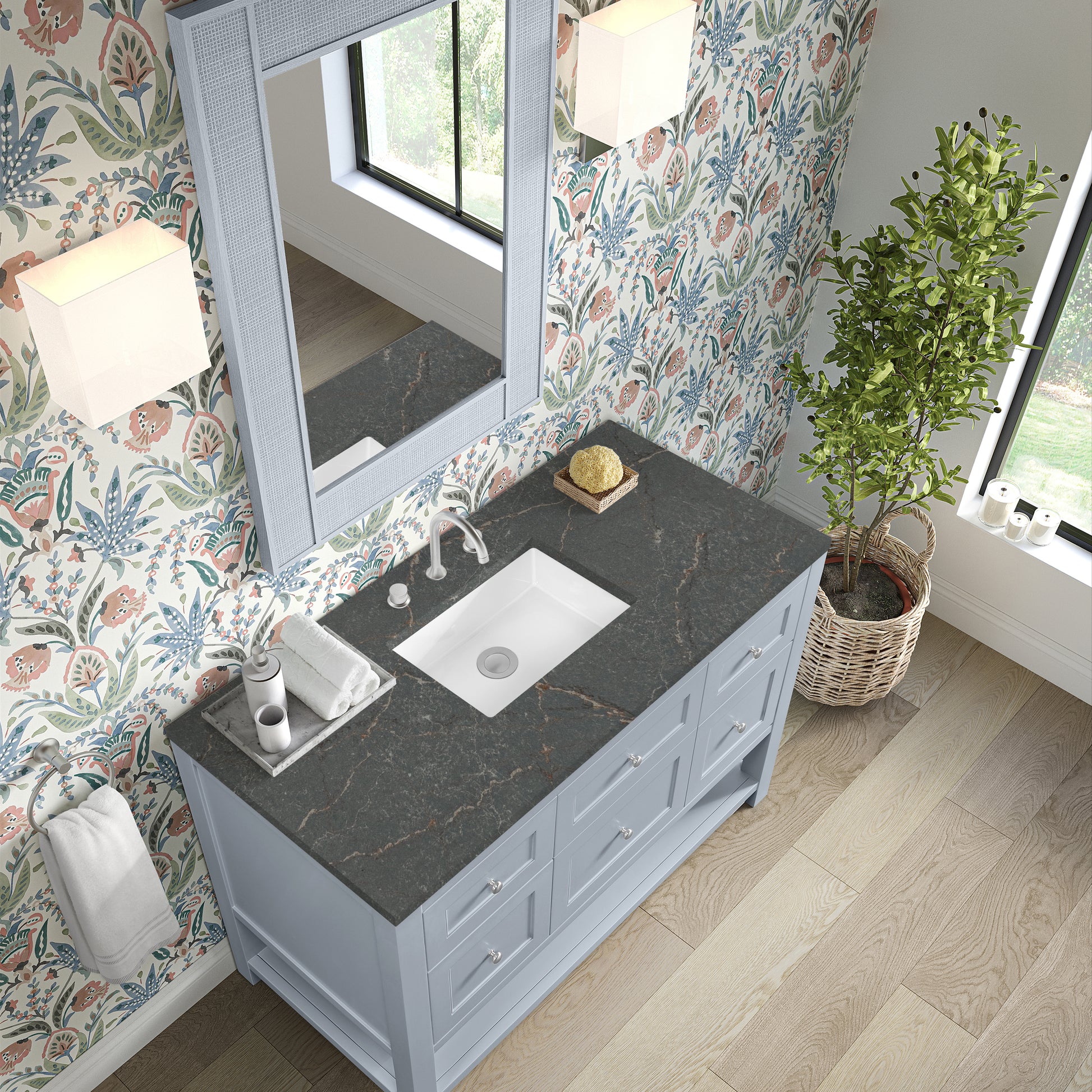 James Martin Vanities Breckenridge 48" Serenity Blue Single Vanity With 3cm Parisien Bleu Quartz Top