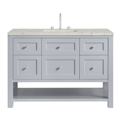 James Martin Vanities Breckenridge 48" Serenity Blue Single Vanity With 3cm Victorian Silver Quartz Top