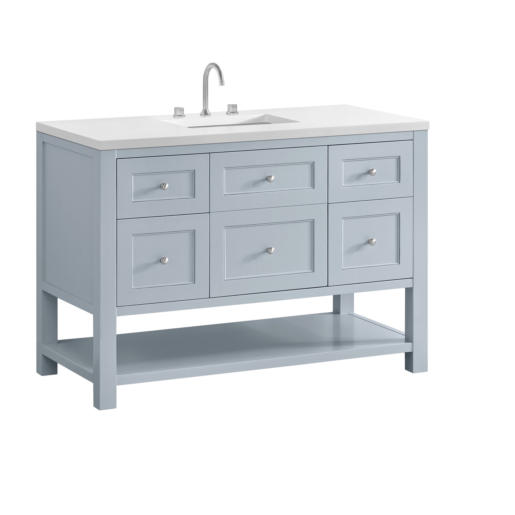 James Martin Vanities Breckenridge 48" Serenity Blue Single Vanity With 3cm White Zeus Quartz Top
