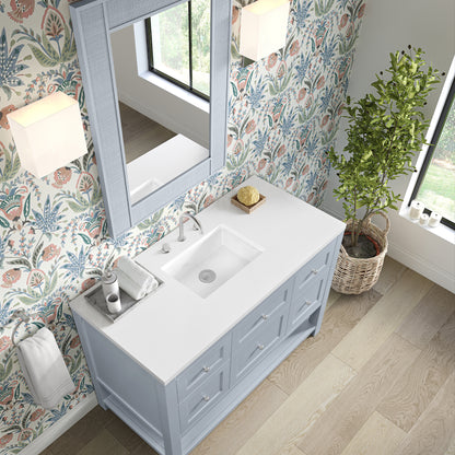 James Martin Vanities Breckenridge 48" Serenity Blue Single Vanity With 3cm White Zeus Quartz Top