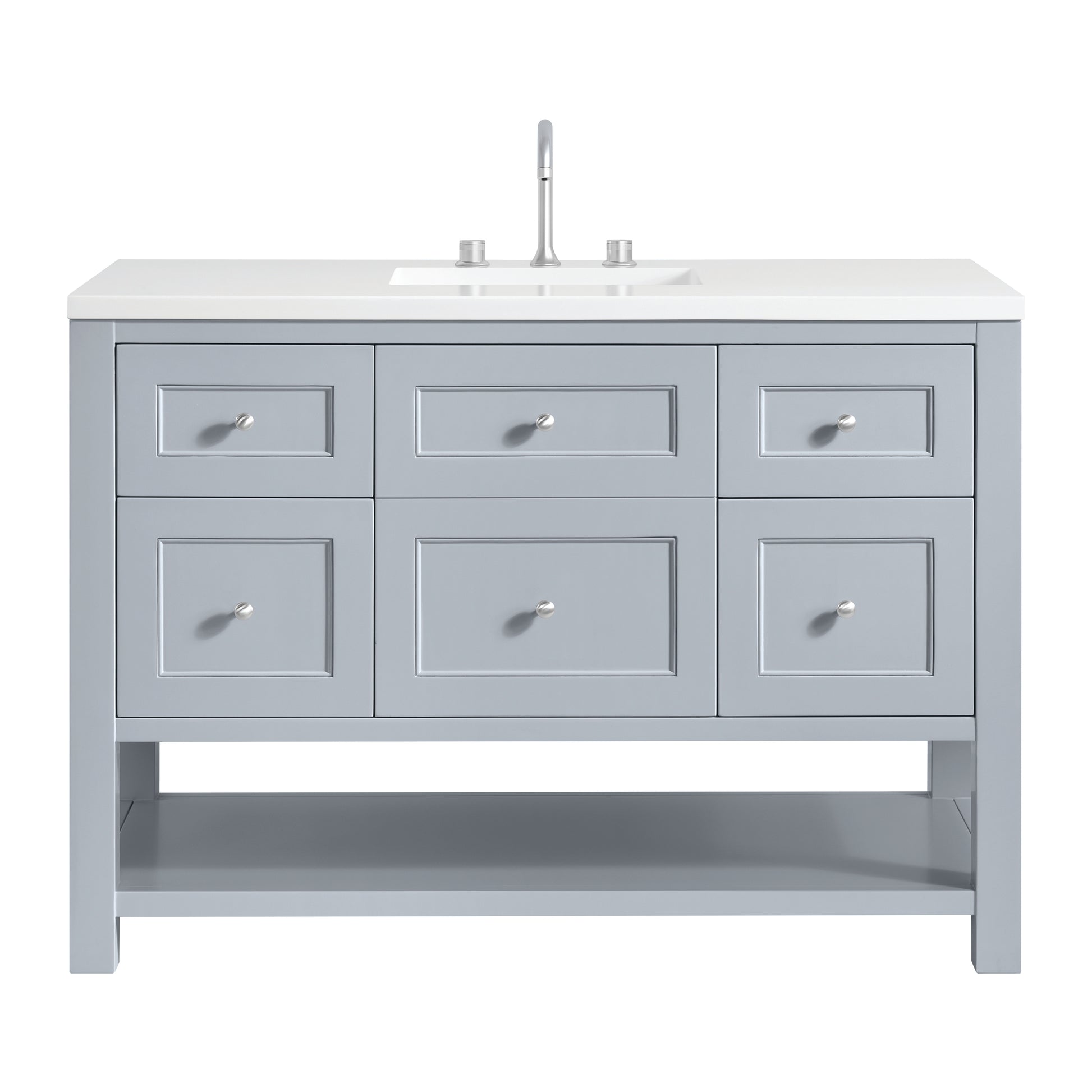 James Martin Vanities Breckenridge 48" Serenity Blue Single Vanity With 3cm White Zeus Quartz Top