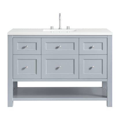 James Martin Vanities Breckenridge 48" Serenity Blue Single Vanity With 3cm White Zeus Quartz Top