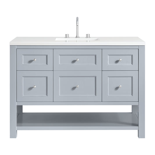James Martin Vanities Breckenridge 48" Serenity Blue Single Vanity With 3cm White Zeus Quartz Top