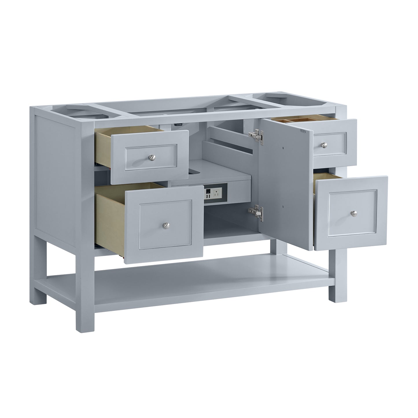 James Martin Vanities Breckenridge 48" Serenity Blue Single Vanity With Single Hole 3cm White Zeus Quartz Top and Backsplash