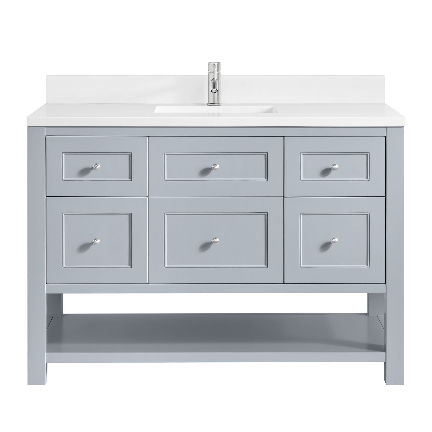 James Martin Vanities Breckenridge 48" Serenity Blue Single Vanity With Single Hole 3cm White Zeus Quartz Top and Backsplash