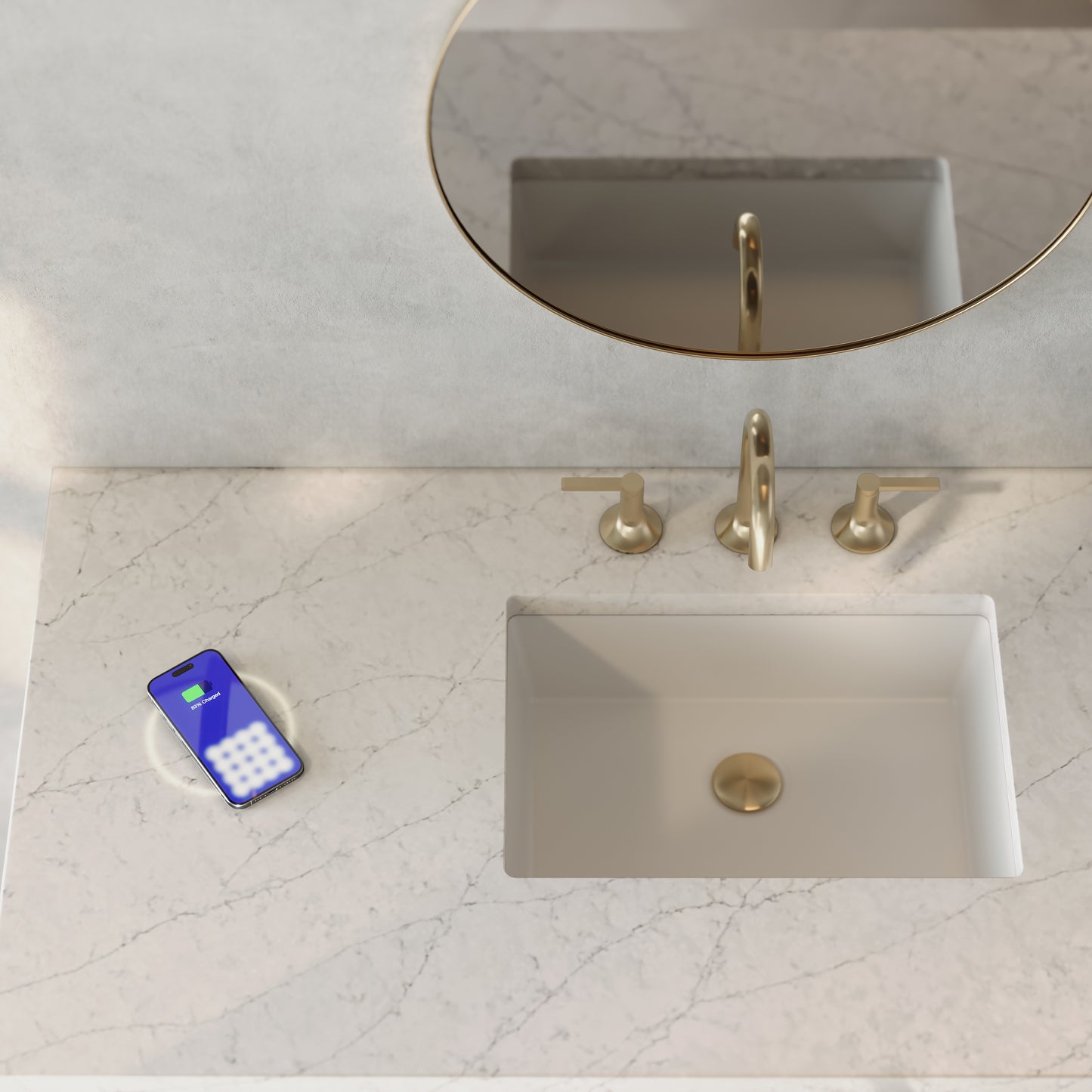 James Martin Vanities Breckenridge 48" Smokey Celadon Single Vanity With 3 cm Eternal Jasmine Pearl Top and FreePower Wireless Charger