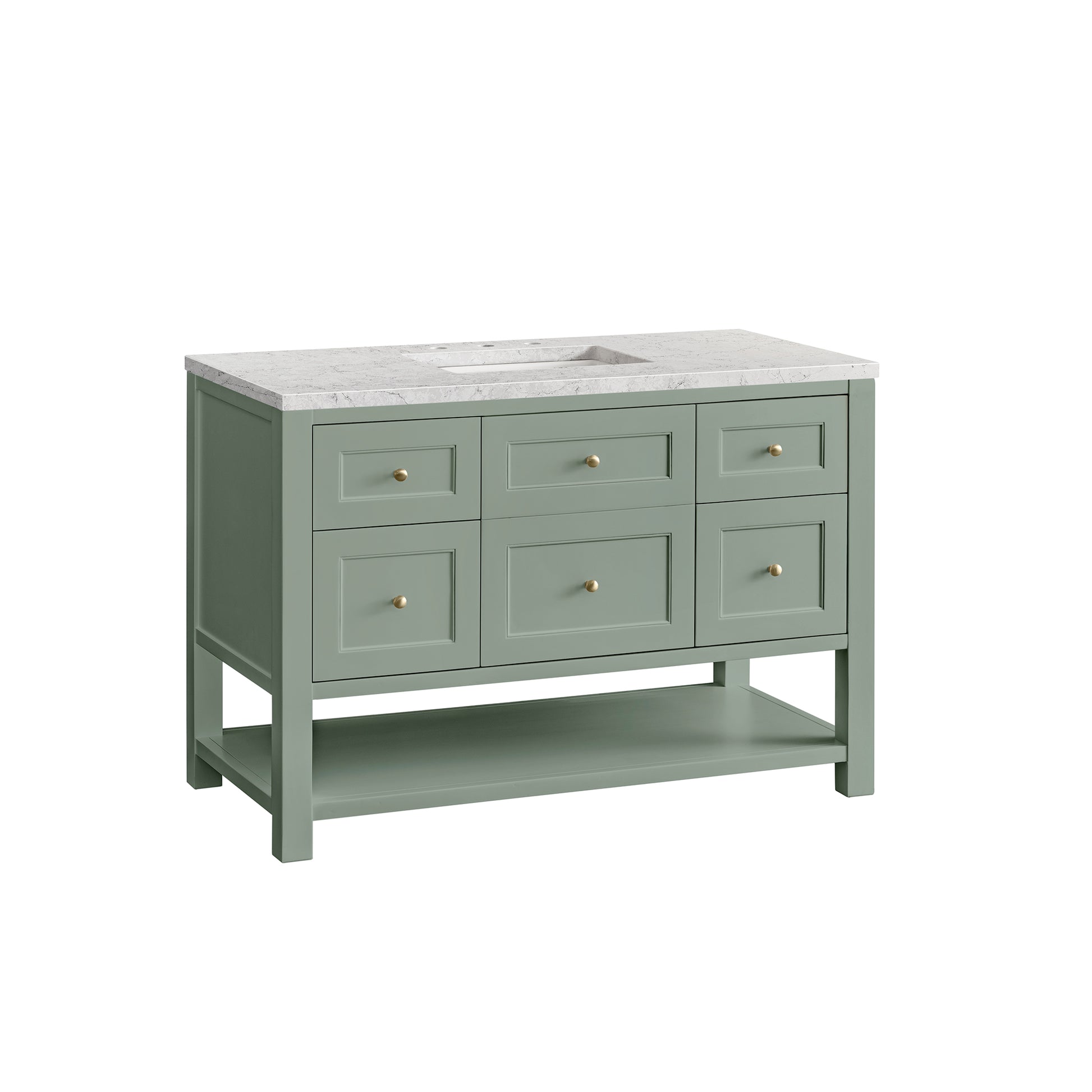 James Martin Vanities Breckenridge 48" Smokey Celadon Single Vanity With 3 cm Eternal Jasmine Pearl Top and FreePower Wireless Charger