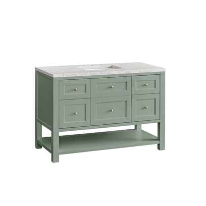 James Martin Vanities Breckenridge 48" Smokey Celadon Single Vanity With 3 cm Eternal Jasmine Pearl Top and FreePower Wireless Charger