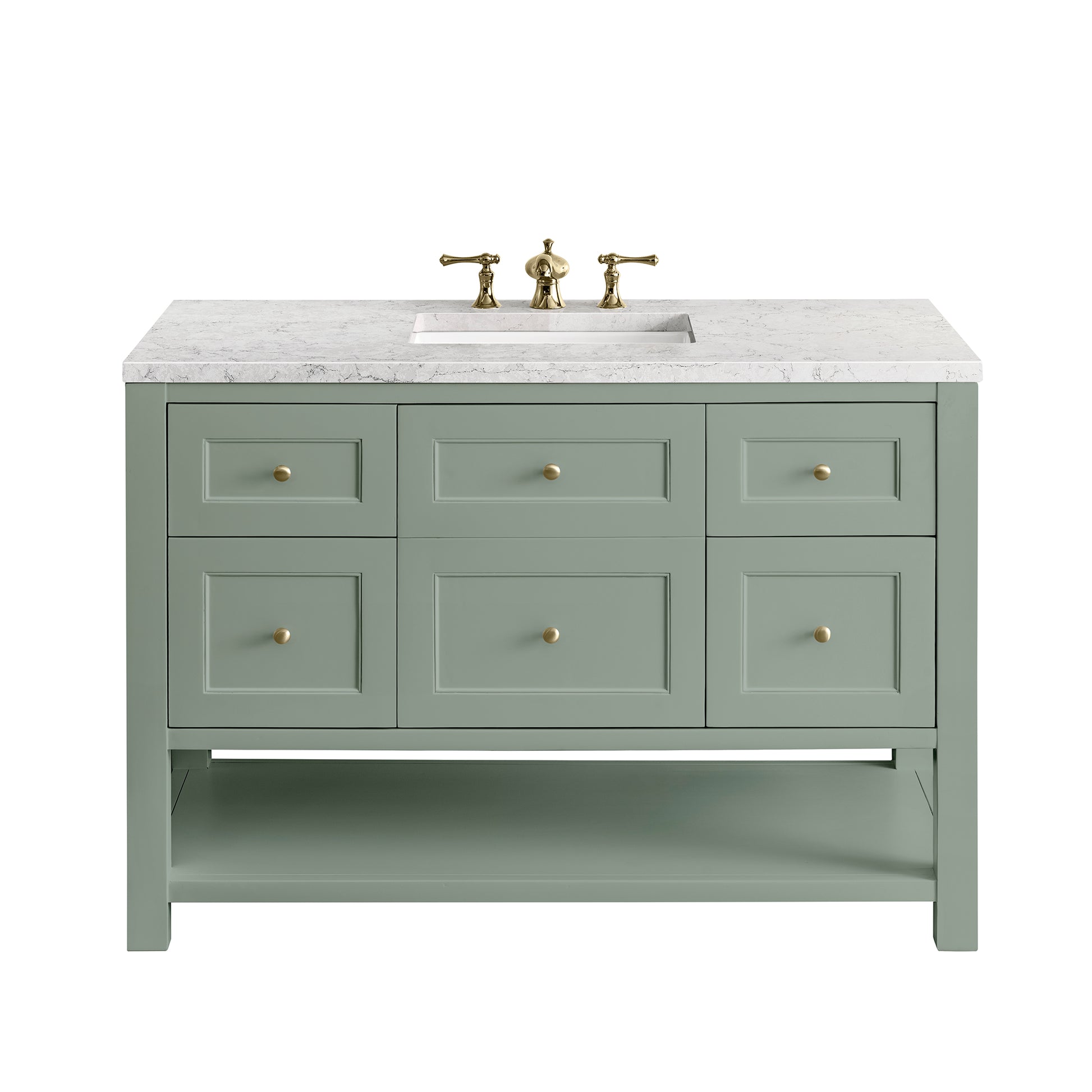 James Martin Vanities Breckenridge 48" Smokey Celadon Single Vanity With 3 cm Eternal Jasmine Pearl Top and FreePower Wireless Charger