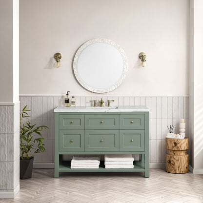 James Martin Vanities Breckenridge 48" Smokey Celadon Single Vanity With 3 cm Ethereal Noctis Top and FreePower Wireless Charger