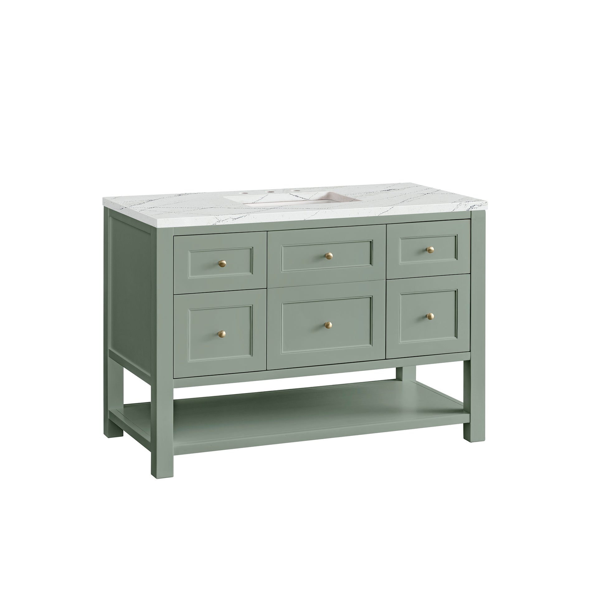 James Martin Vanities Breckenridge 48" Smokey Celadon Single Vanity With 3 cm Ethereal Noctis Top and FreePower Wireless Charger