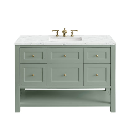 James Martin Vanities Breckenridge 48" Smokey Celadon Single Vanity With 3 cm Ethereal Noctis Top and FreePower Wireless Charger