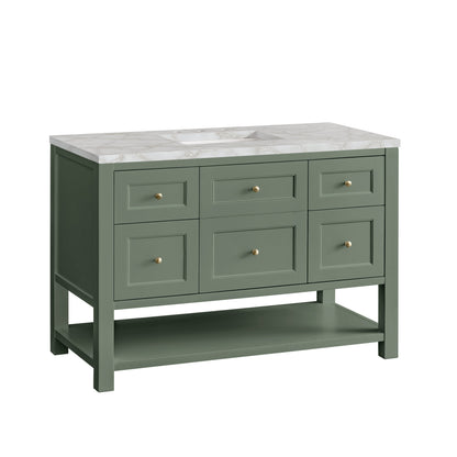 James Martin Vanities Breckenridge 48" Smokey Celadon Single Vanity With 3 cm Victorian Silver Top