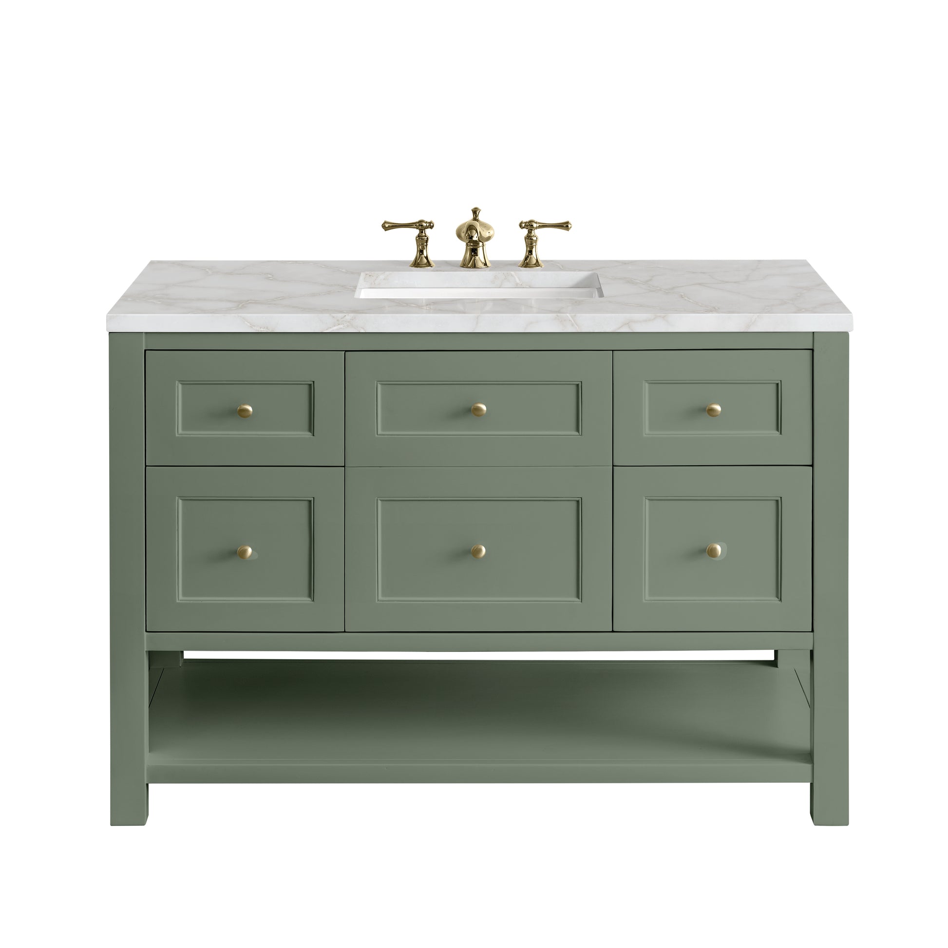 James Martin Vanities Breckenridge 48" Smokey Celadon Single Vanity With 3 cm Victorian Silver Top and FreePower Wireless Charger